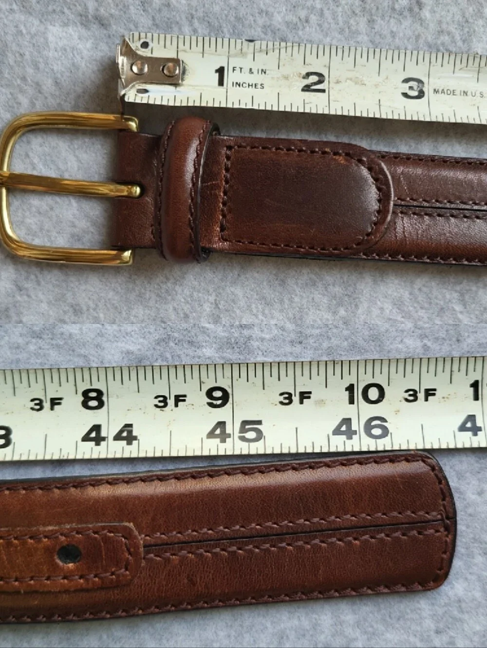 Dress Belt Mens 42/105 Brown Harness Leather Brass Buckle Work Business Casual